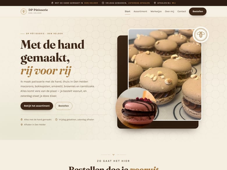 Website die wij maakten voor DP Pâtisserie