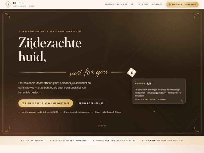 Website die wij maakten voor Elite Laser Clinic